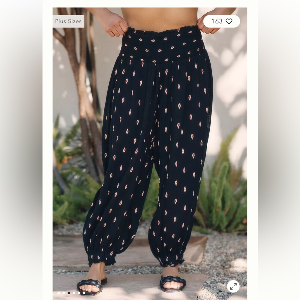 Anthropologie Black and Pink Patterned Pants